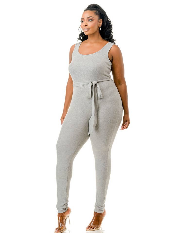 Namatt Design - Wholesale Jumpsuit - Women's - Plus Sleeveless Waist Tie Jumpsuit