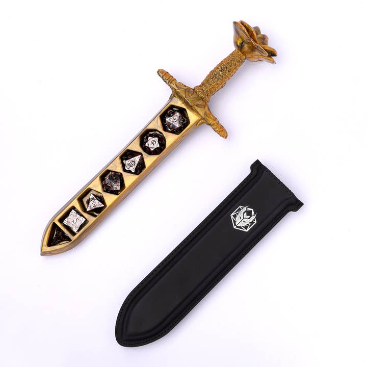 HY00566 Étui à dés en résine Rose Dagger - Or pour la vente par Hymgho Premium Dice