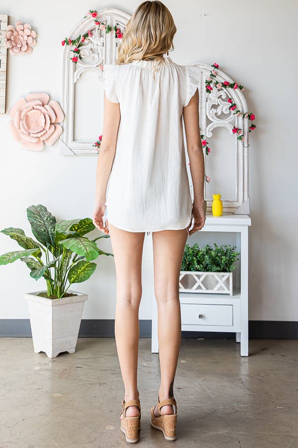 7th Ray - Vendita all'ingrosso Camicetta - Donna - Blusa da donna in cotone con collo arricciato T510411