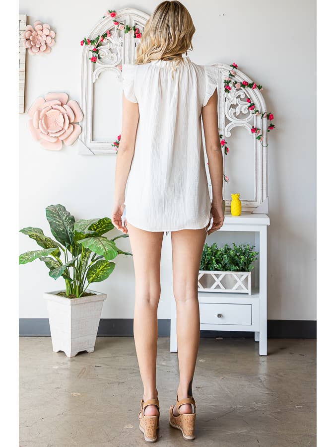 7th Ray - Vendita all'ingrosso Camicetta - Donna - Blusa da donna in cotone con collo arricciato T510411