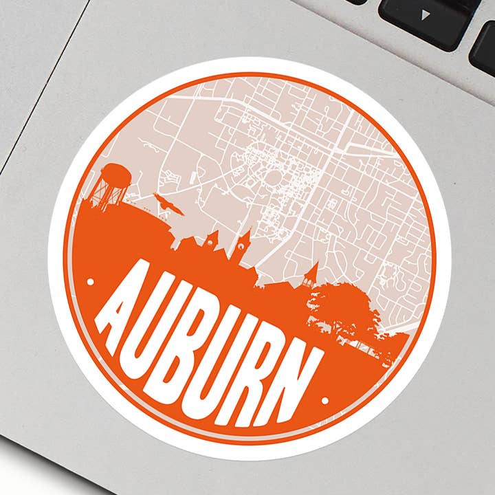Autocollant en vinyle carte Auburn Alabama | Plusieurs couleurs pour la vente par Paperfinch Design