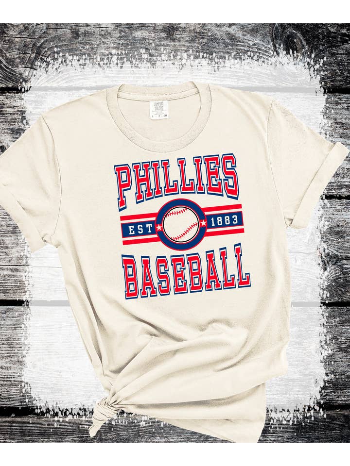 A Blessed Texas Mess Boutique - Wholesale Screen Printed T-Shirt - Women's - Philly Baseball Phillies Ball Game Philadelphia Baseball0
