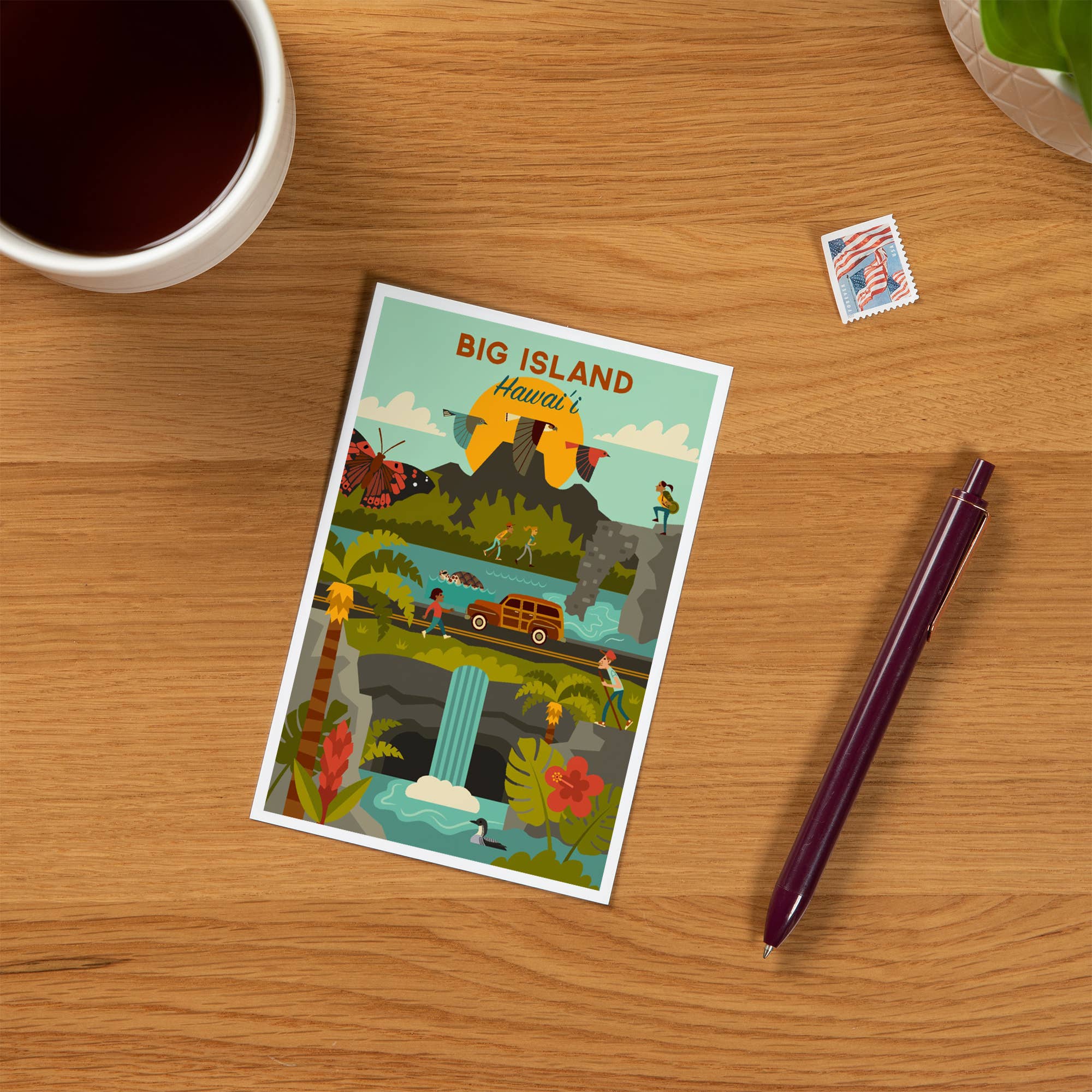 Lantern Press - Vendita all'ingrosso Cartoline - CARTOLINE PREMIUM Grande Isola, Hawaii, Serie Geometrica1