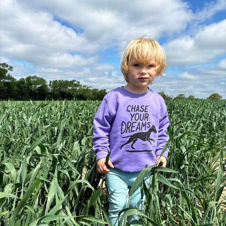 Chase Your Dreams Kids Sweatshirt - Lavender for wholesale by hello DODO