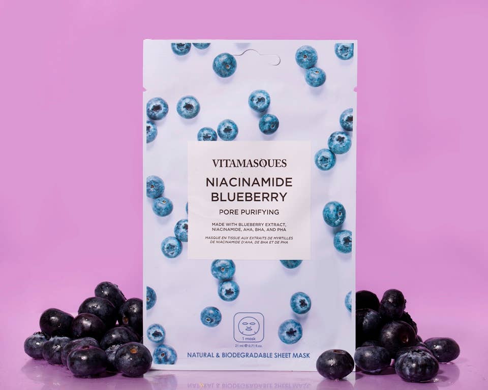 Vitamasques US - Wholesale Skincare Face Mask - Niacinamide Blueberry Face Sheet Mask3