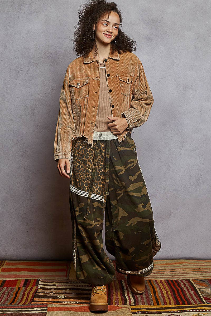 Pol Clothing - Wholesale Jacket - Women's - Pocket Front Button Down Corduroy Trucker Jacket SALE6