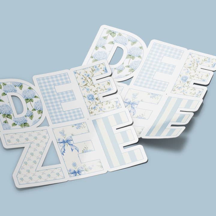 Delta Zeta Sticker - Patchwork Blue for wholesale by Aspen and Lark