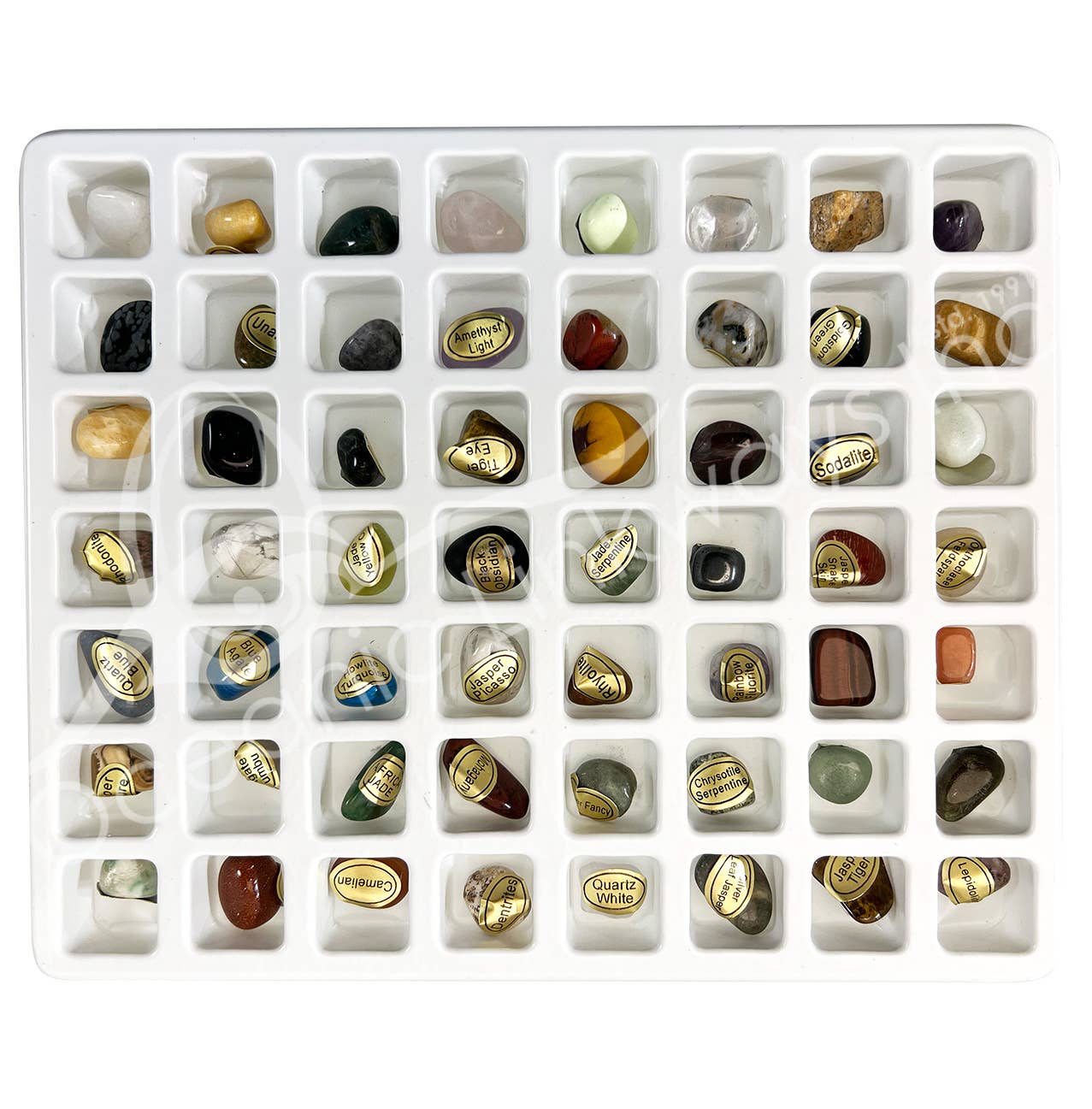 Oceanic Linkways Inc – Großhandel Spiritueller Stein/Kristall – (SET) TROMMELSTEINE-SET - 56 STÜCK 10-20 MM1