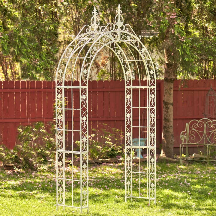 Zaer Ltd. International - Wholesale Outdoor Ornament/Decor - 8.5ft. Tall Iron Garden Arch Decoration - 2 Color Options