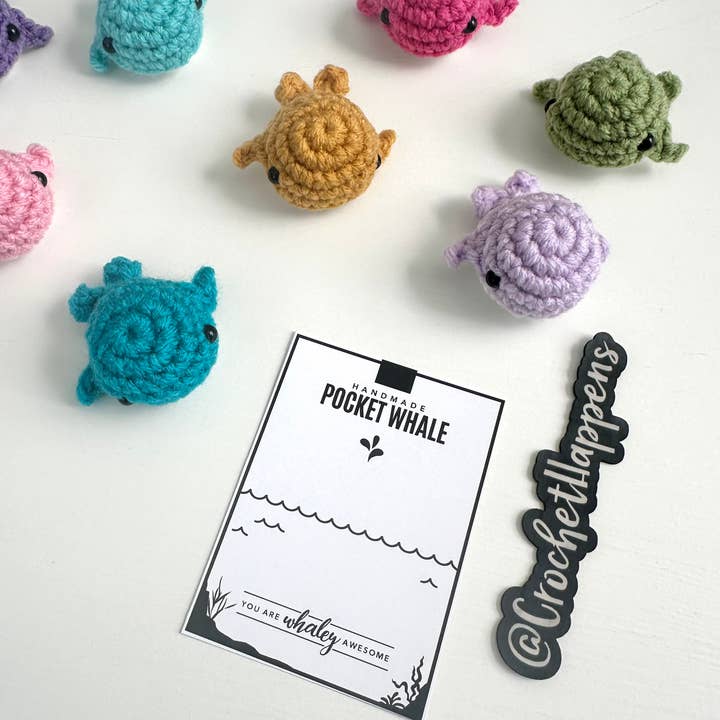 Crochet Happens - Wholesale Stuffed/Plush Toy - Kids & Baby - Pocket Whales - Set of 8 - Made to Order1