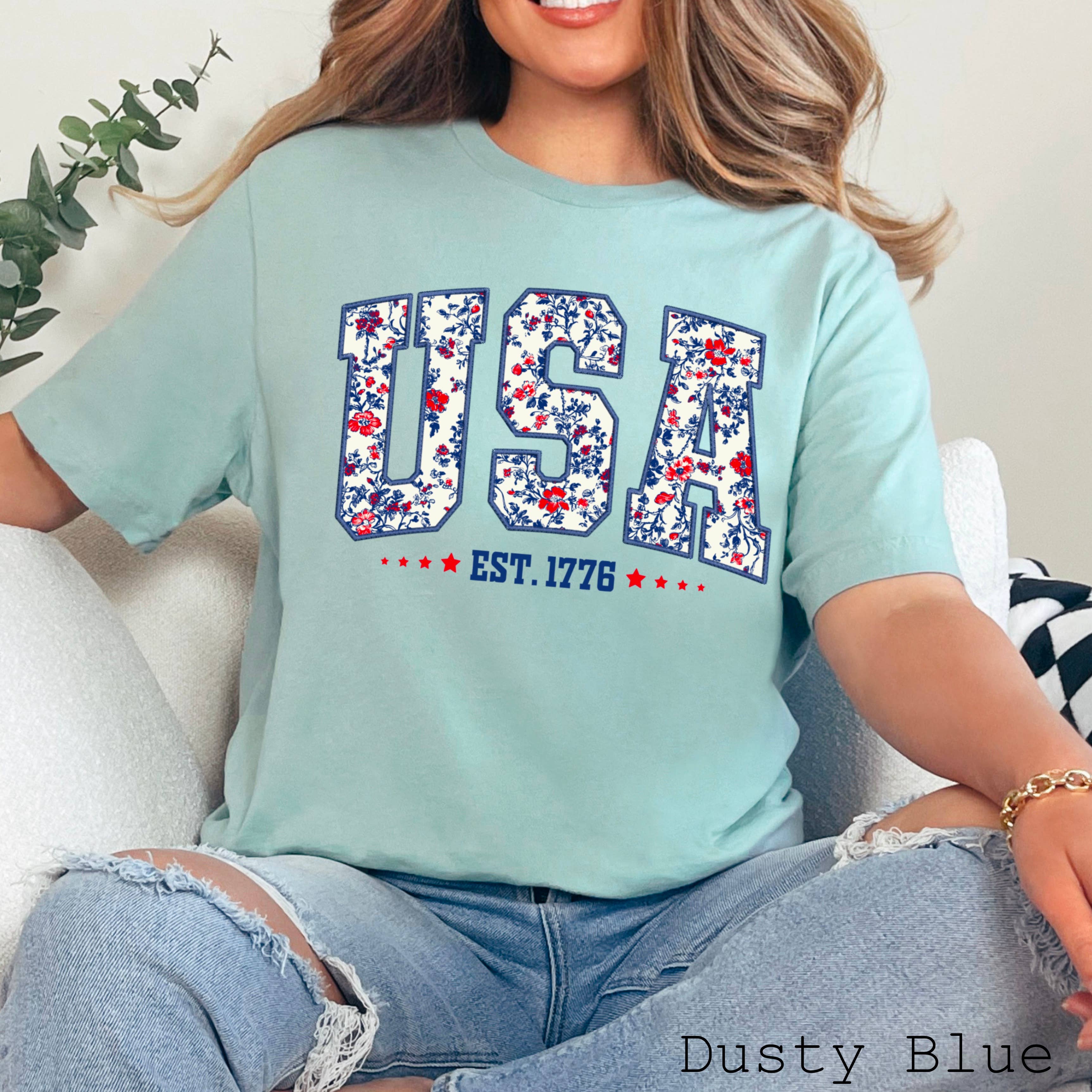 Shoppe SHC – wholesale T-shirt (graphic) – women's – July 4th Graphic Tee | Floral USA  | Bella Canvas 8