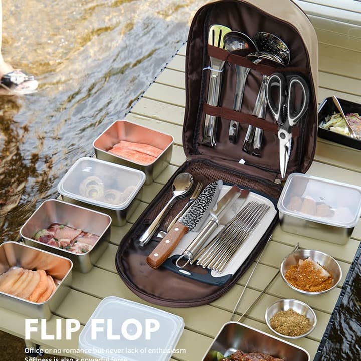 VIGOR - Wholesale Outdoor Grill Tools - Camping Utensil Set Camping Kitchen Set Cookware 11 Pcs Acc