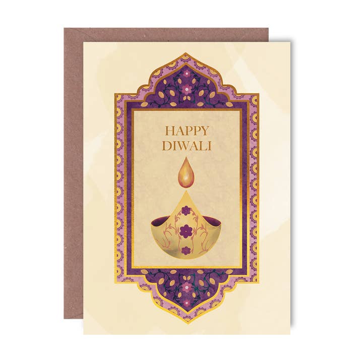 Diwali Tealight Foiled A6 Greeting Card for wholesale by Lione & Sheikh