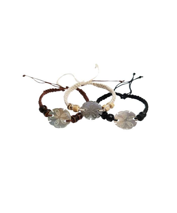 DK Hawaii - Wholesale Charm/Dangle Bracelet - Coastal Sand Dollar Pendant Coconut Bead Bracelet2