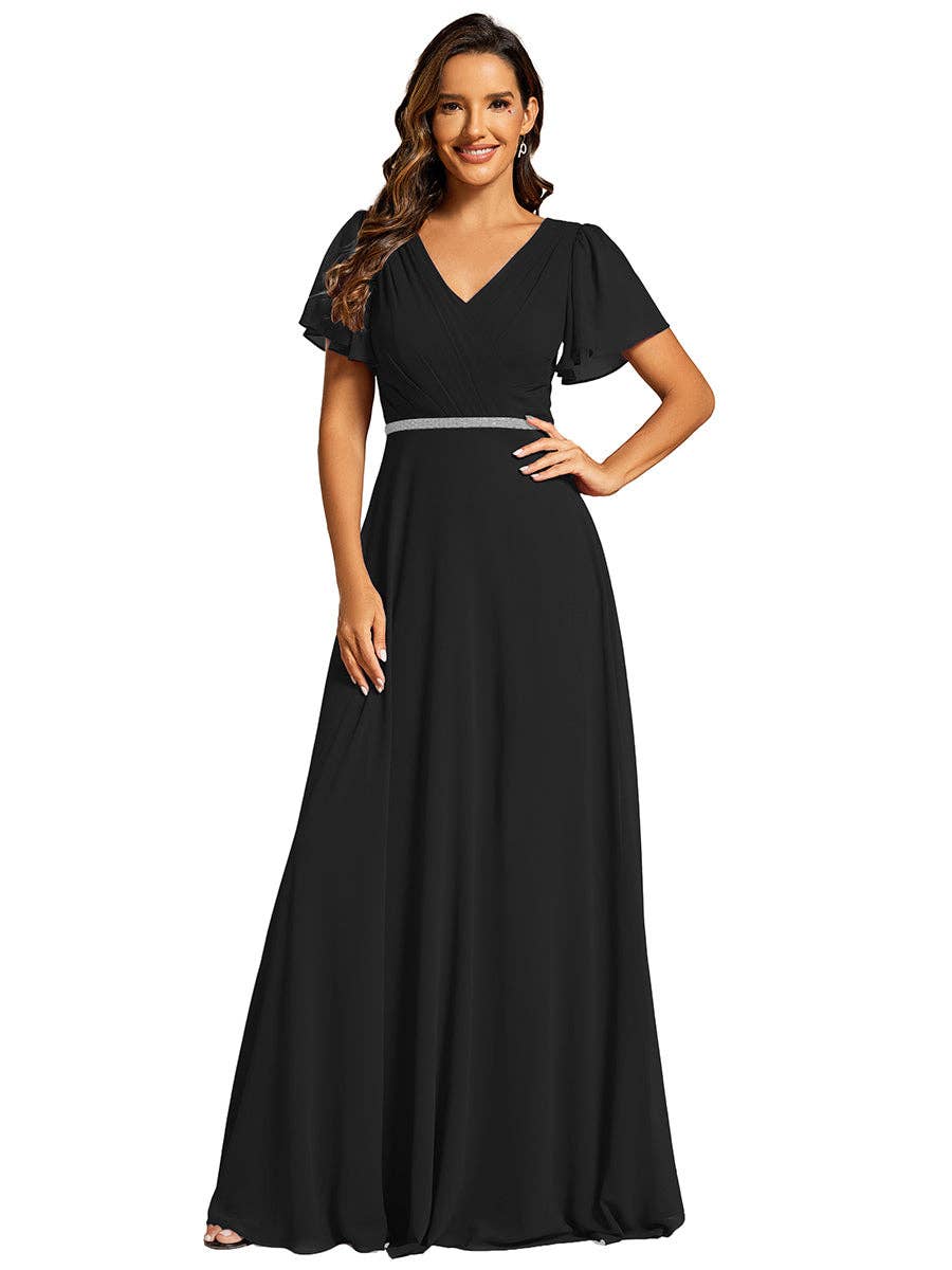 Ever-Pretty - Wholesale Gown - Women's - Midi Length Ruffles Sleeves Chiffon Dresses5