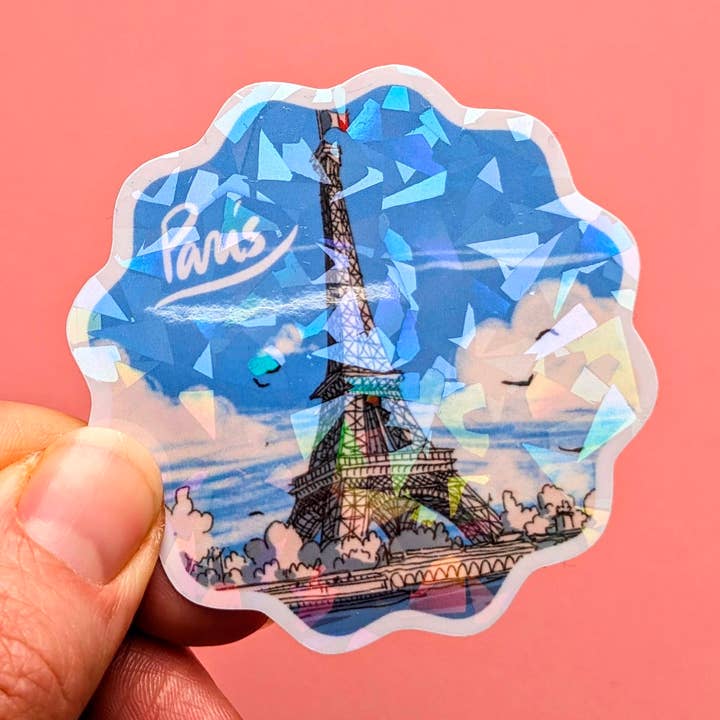 Adesivo Torre Eiffel sulle rive della Senna per la vendita all'ingrosso da parte di EMILIE ETTORI ILLUSTRATION