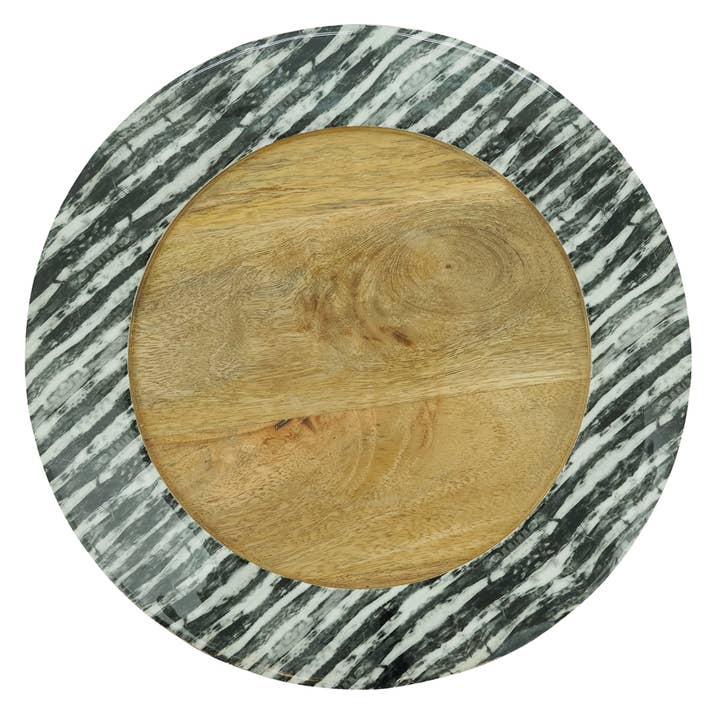 Fennco Styles - Wholesale Charger plate - Striped Rim Mango Wood 13" Round Charger Plate