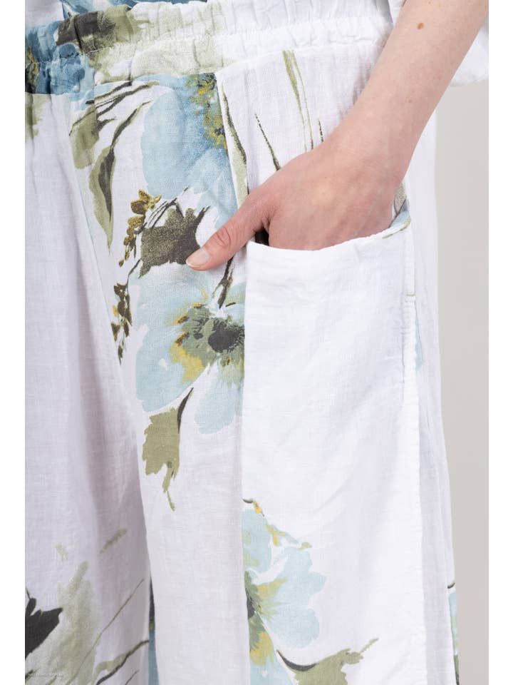 Shyloh - Wholesale Pants - Women's - Floral split linen trousers 20622
