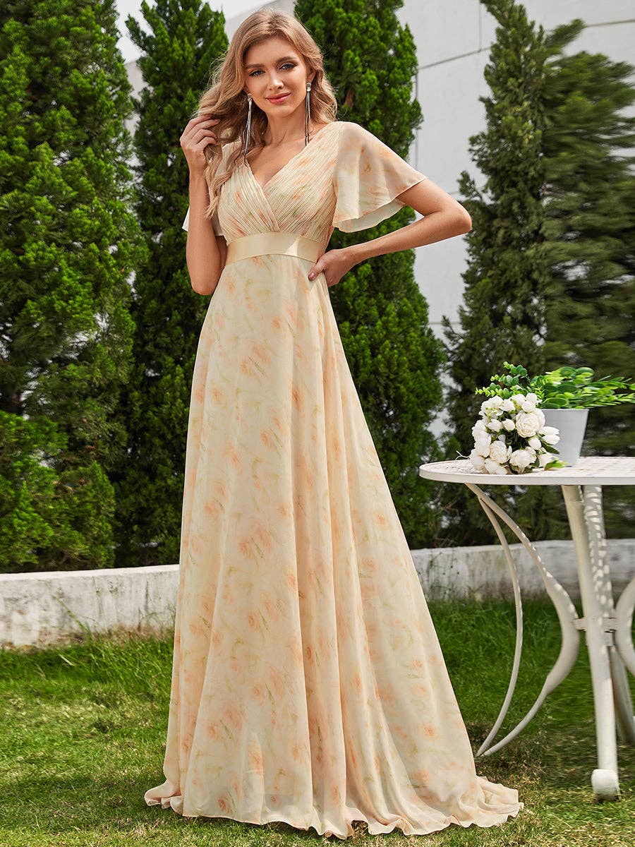 Ever-Pretty - Vendita all'ingrosso Abito da sera - Donna - Abito da damigella in chiffon con doppio scollo a V e volant56