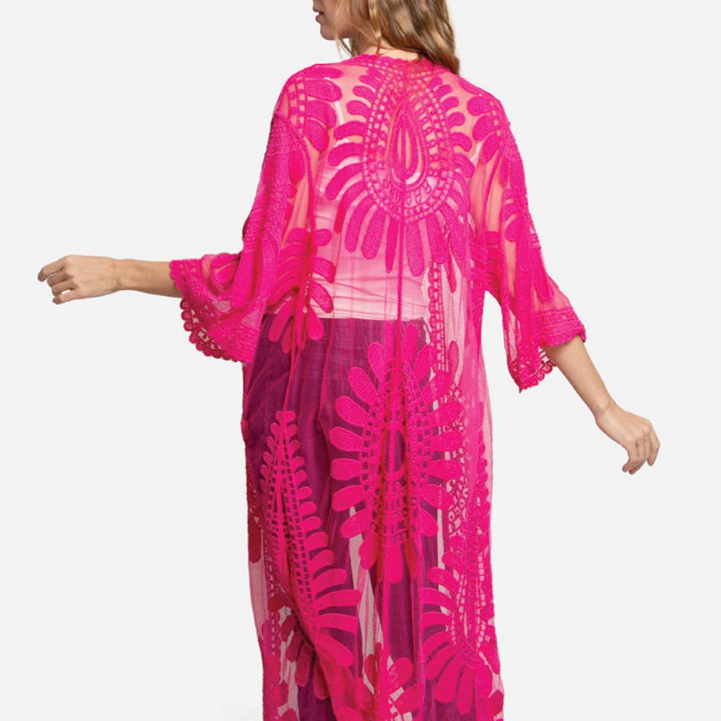 Fashion City – Engroshandel Strandbadekåbe – Dame – Solid Blomstret Blonder Cover-Up8