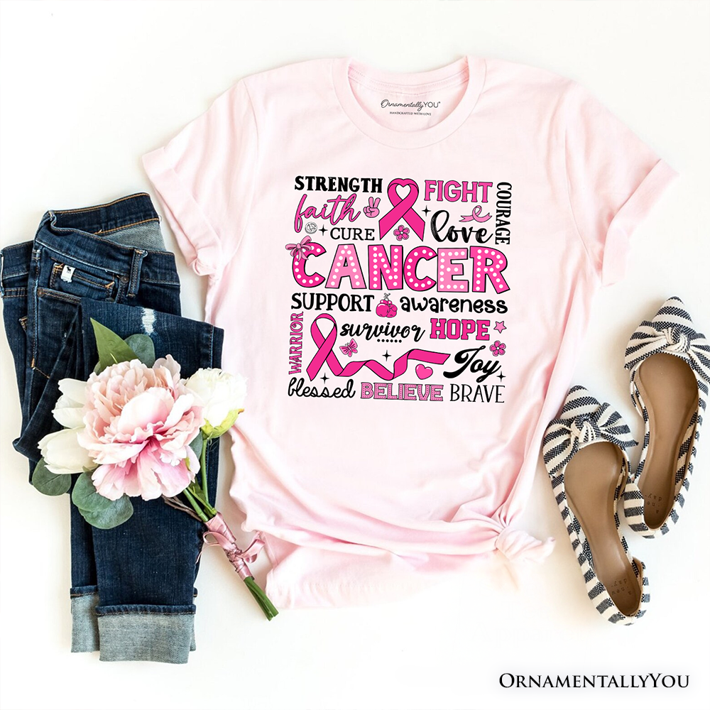 OrnamentallyYou - Wholesale Screen Printed T-Shirt - Women's - Breast Cancer Awareness Ribbon T-Shirt, Pink Support Tee5