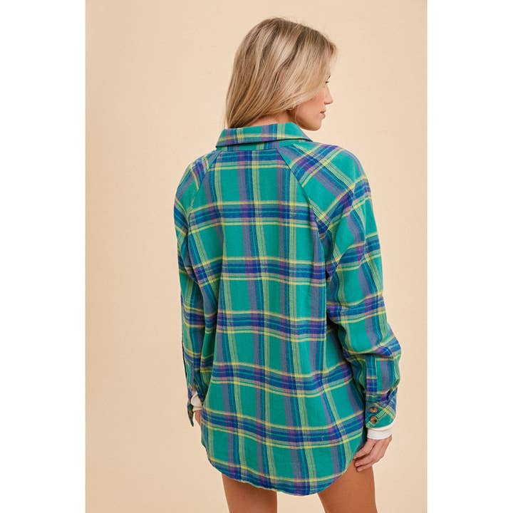 Apolline - Wholesale Button Down Shirt - Women's - OVERSIZED PLAID BUTTON DOWN SHIRT1