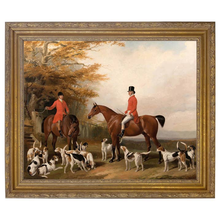 Madison Bay Co. - Historical Home Decor Reproductions - Wholesale Art Print - The Meeting Fox Hunt Scene Vintage Painting Print on Canvas74