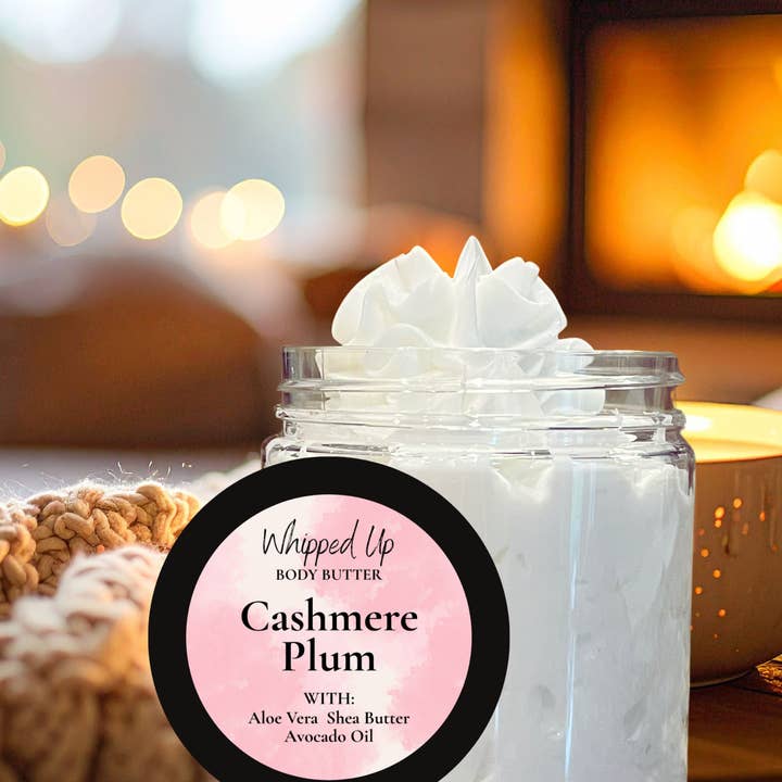 Cashmere Plum Body Butter for wholesale by Whipped Up Bath and Body Co