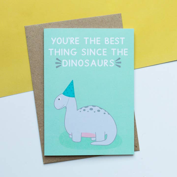 Best Thing Since Dinosaurs Greeting Card | Valentine's for wholesale by Jeff and the Squirrel