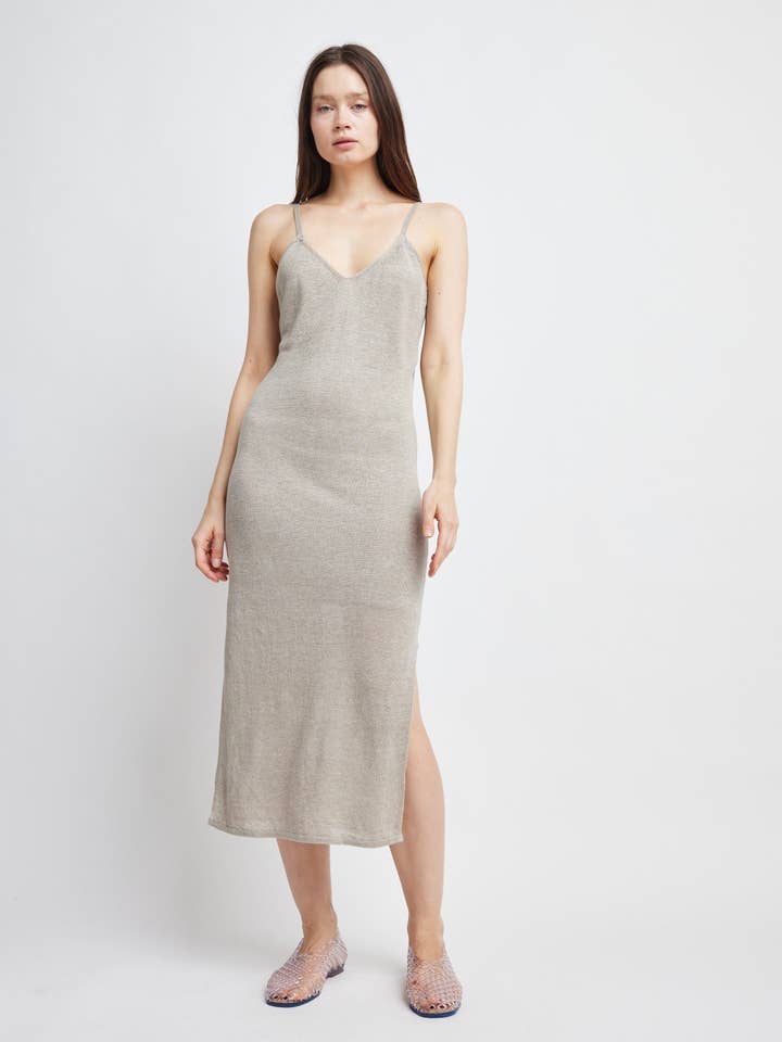 Millie Linen Strappy Slip Dress for wholesale by Self Contrast