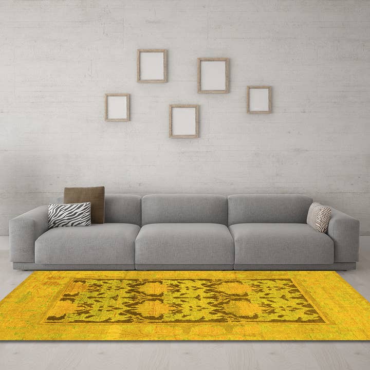 Machine Washable Oriental Yellow Traditional Area Rugs for wholesale by Ahgly