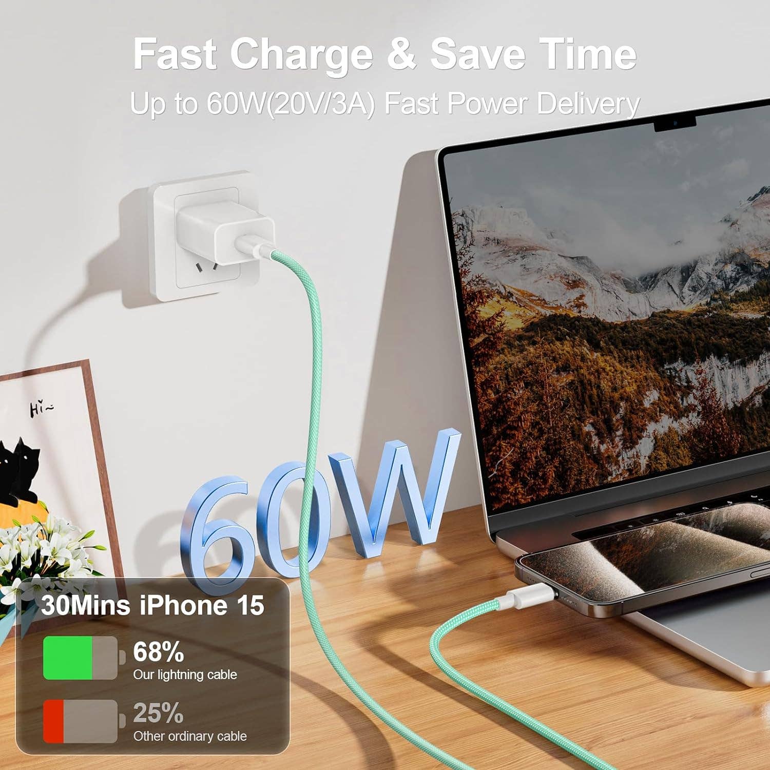 DGN Gadgets - Vente Câble de charge - Câble tressé USB-C à USB-C de charge rapide de 1,8 mètre10