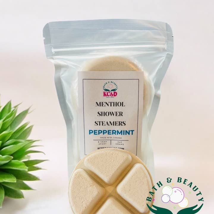 Menthol Shower Steamers with Peppermint Essential Oil for wholesale by KC&D Soap Shop