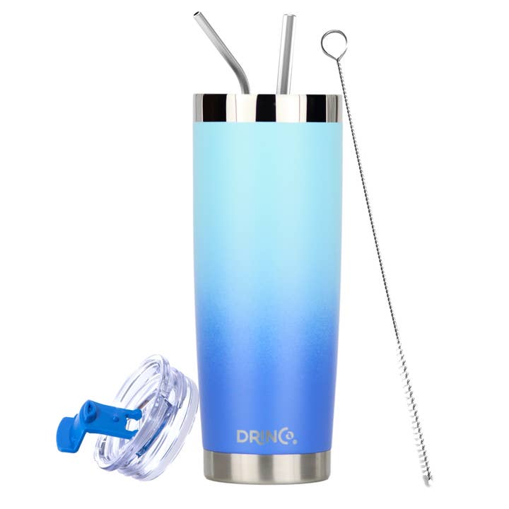 Drinco - Wholesale Insulated Mug/Tumbler - DRINCO®  20oz Insulated Tumbler w/Spill Proof Lid, 2 Straws4