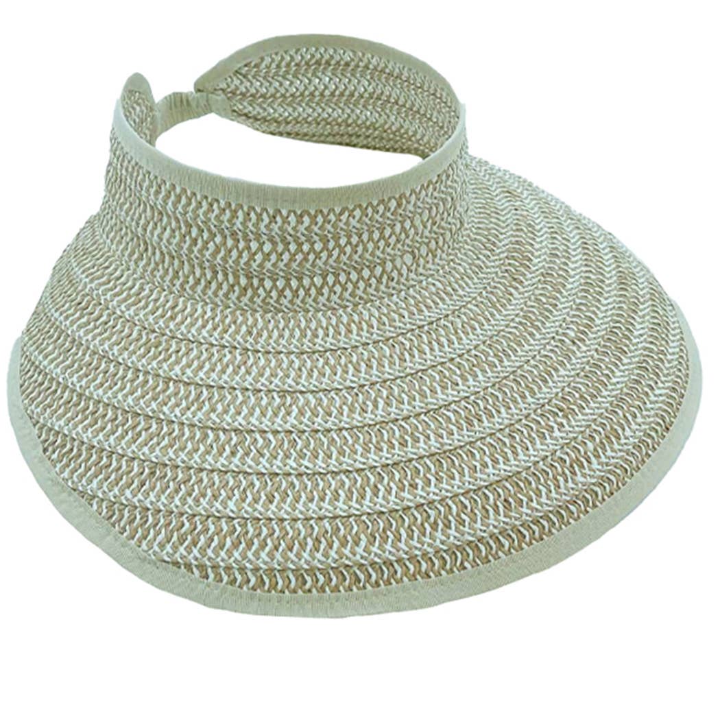 Fashion City - Wholesale Visor - Women's - Two Tone Straw Texture Sun Visor5