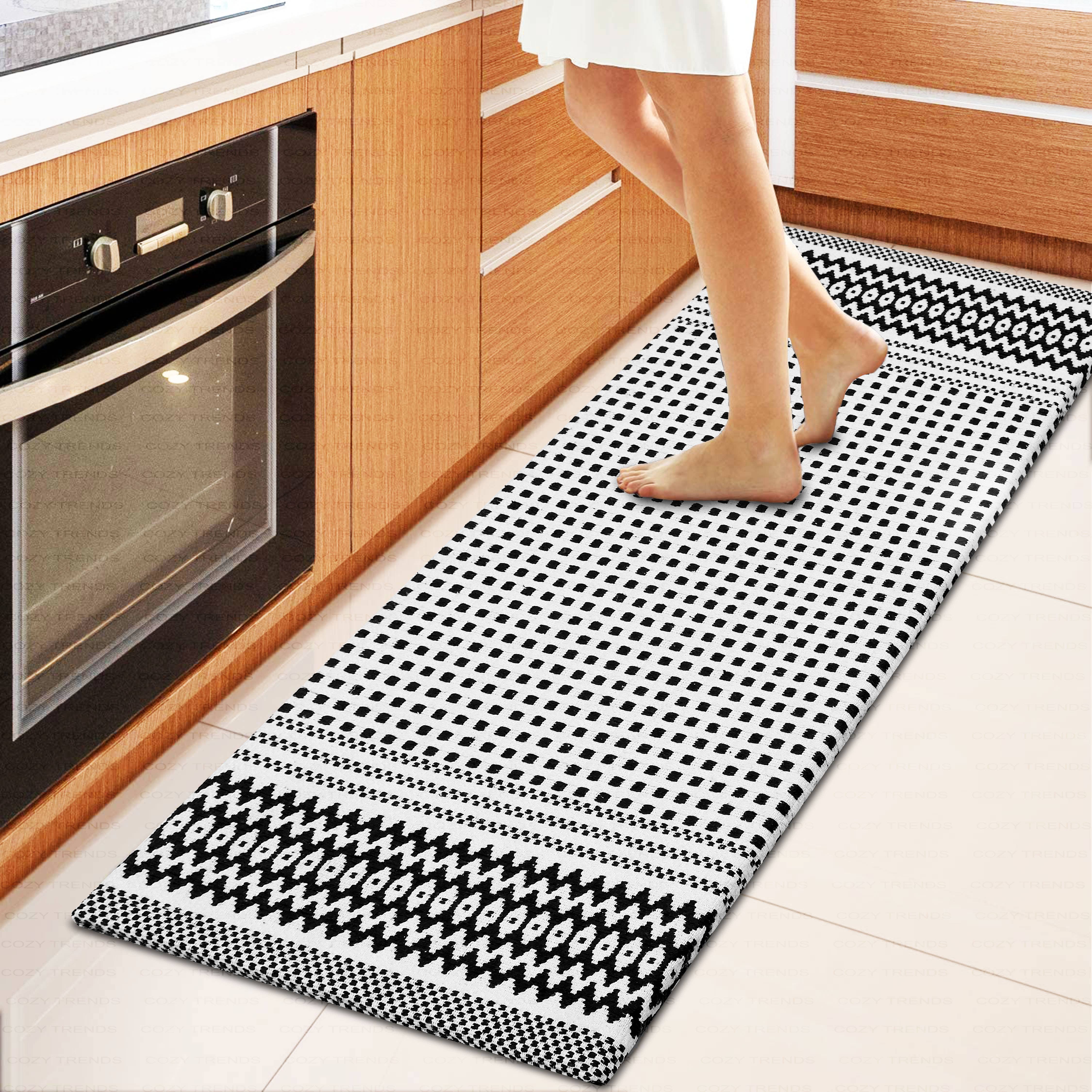 COZY HOMES COLLECTION - Wholesale Floor Mat - Cotton Woven Anti Fatigue Cushioned Kitchen Mat 18X30''4