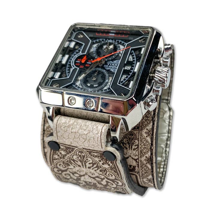 REAL KNOCKER VI-MENS FEITO À MÃO - RELÓGIO EM PELE DE GRÃO COMPLETO por atacado de TODD BLOOM