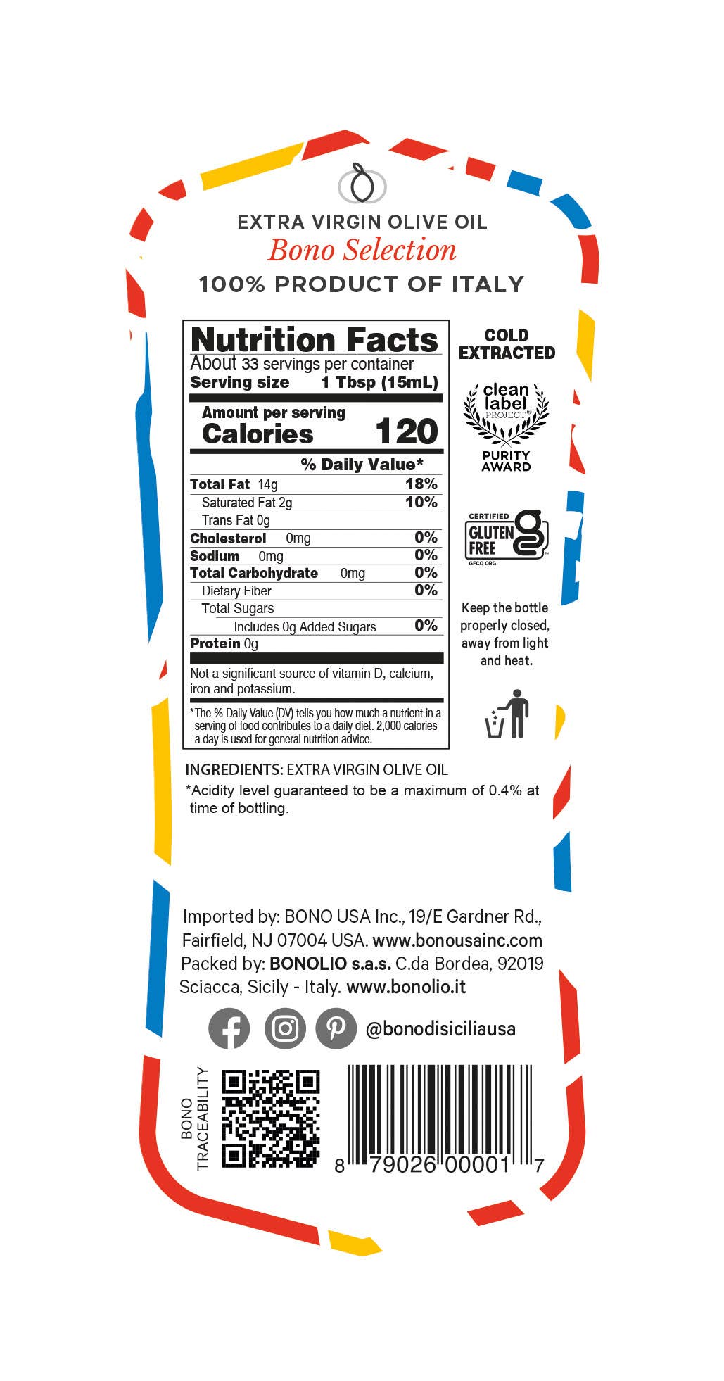 Bono USA Inc. - Wholesale Olive Oil - Bono 100% Italian "Selezione Italia" Extra Virgin Olive Oil1