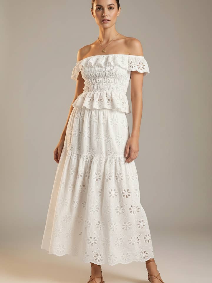 Top ombro a ombro com pregas elásticas e ilhóses por atacado de Heyson