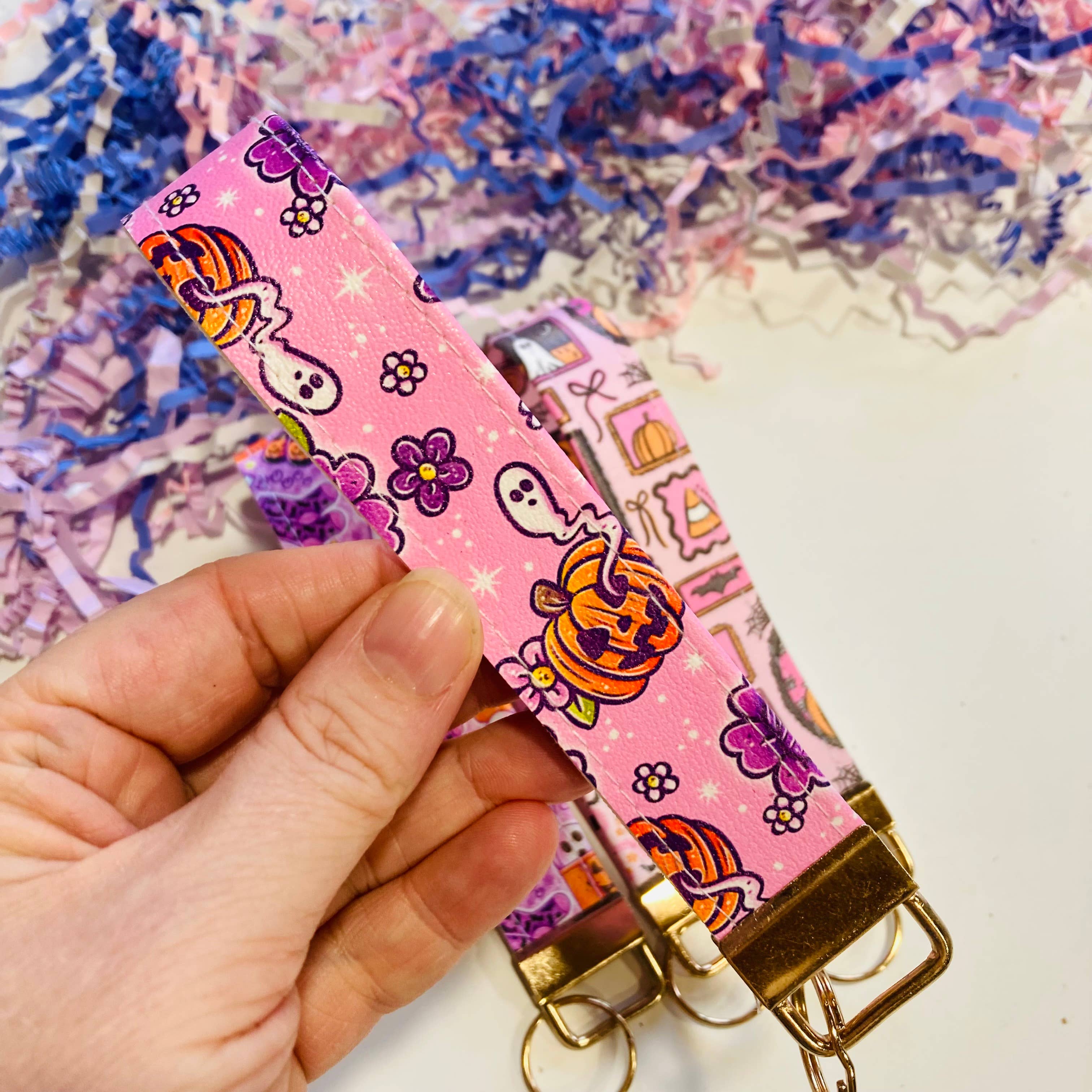 Chapter & Ink – wholesale Keychain – Women's – Spooky Halloween Leatherette Wristlet Keychain1