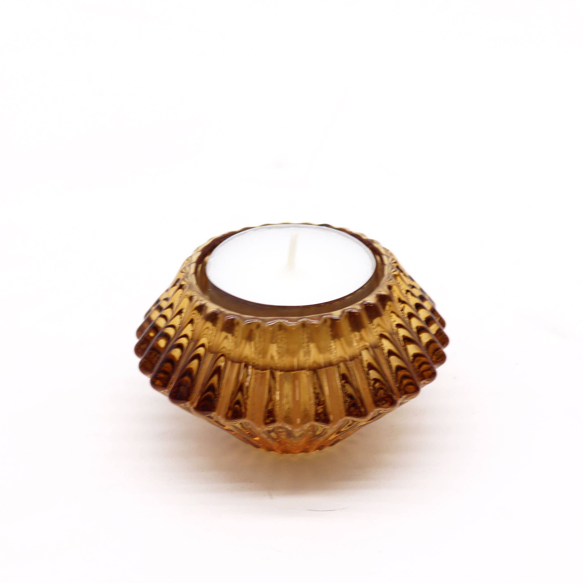 Ancient Wisdom – wholesale Candle holder – Flower Flip Candle / Tealight Holder - Antique Amber2