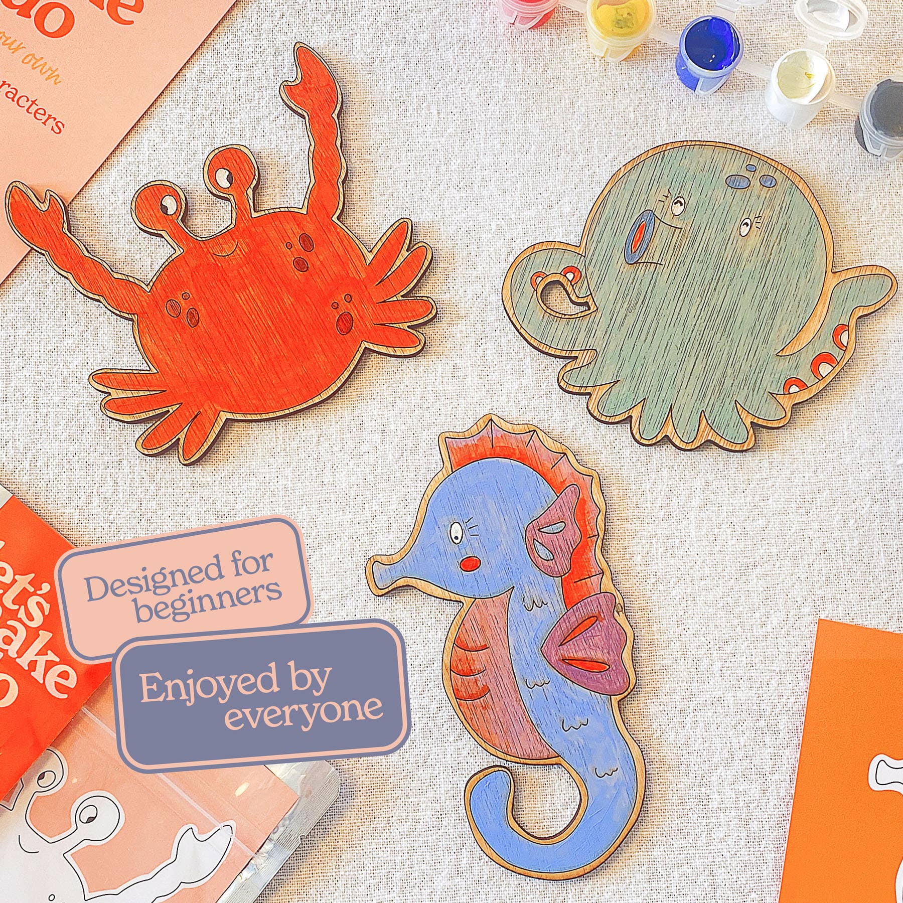 Let's Make & Do – wholesale DIY craft kit – Child – Paint Your Own Wooden Sea Creatures Kit9