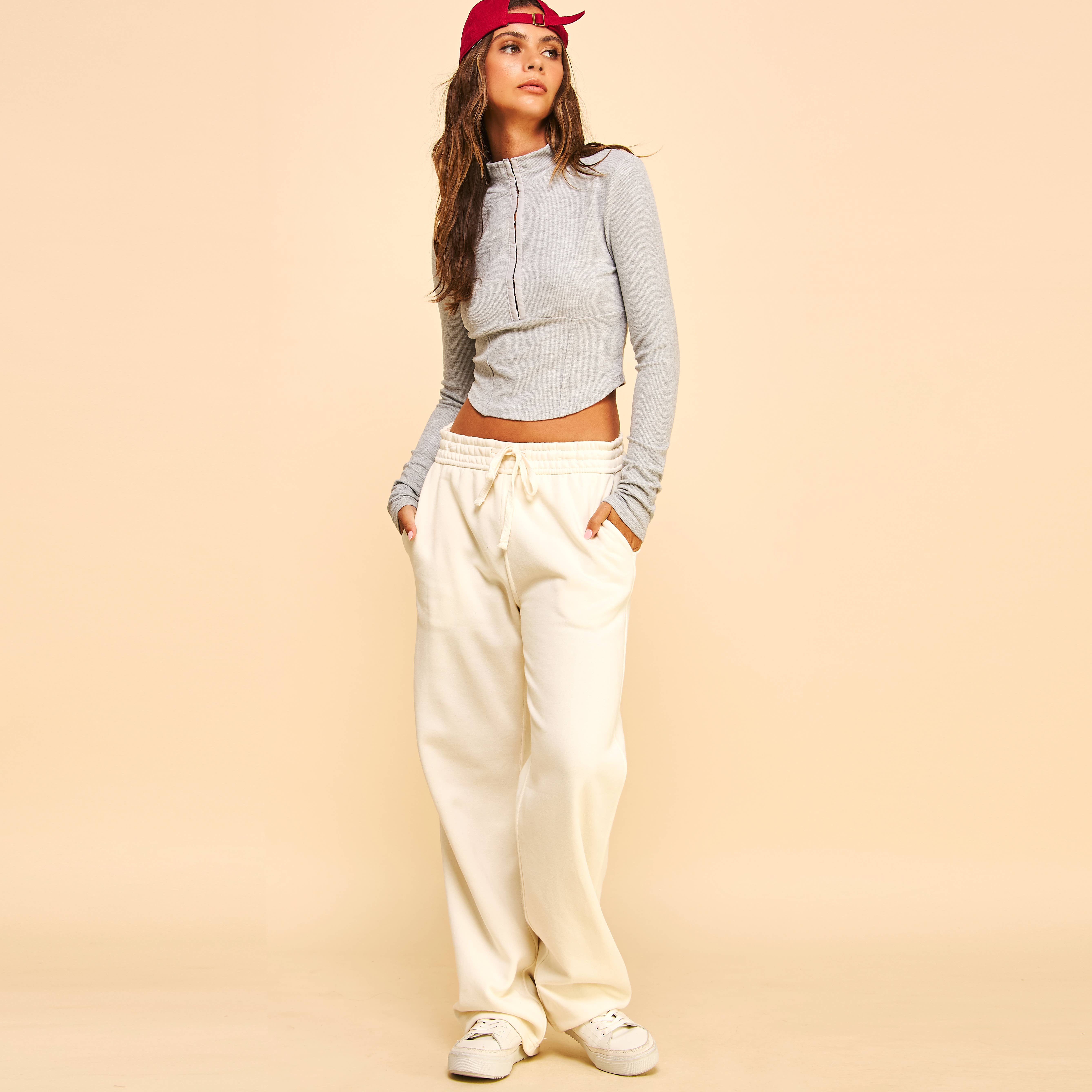 FREEZIA - Wholesale Knit Top - Women's - RIBBED LONG SLEEVE TOP WITH HOOK AND EYE-F7573920