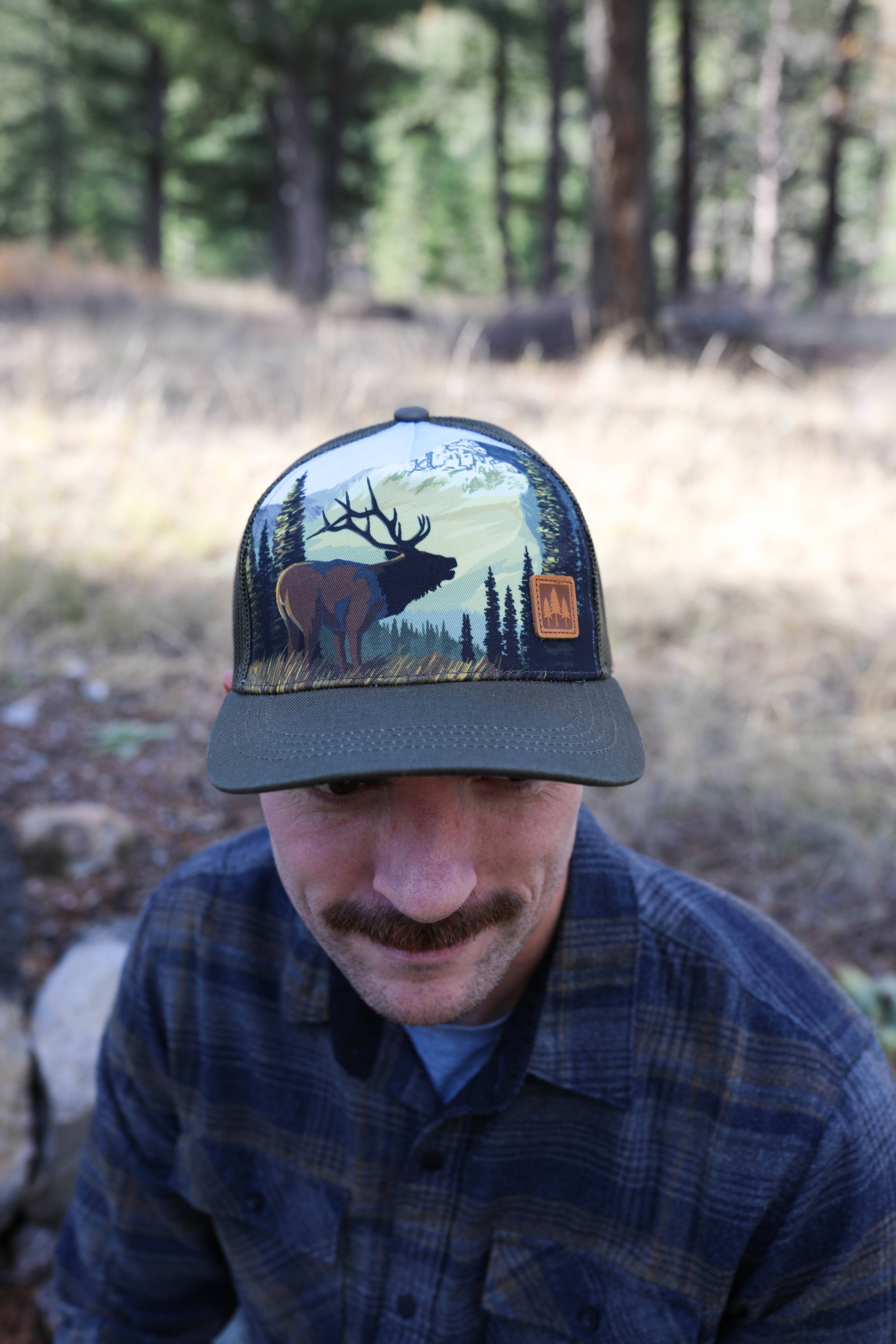 The Montana Scene - Wholesale Trucker Hat - Unisex - Elk Unisex Trucker - Brown1