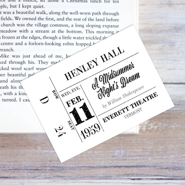 A Midsummer Night's Dream Ticket Henley Hall Bookmark for wholesale by Literary Craft Parlour