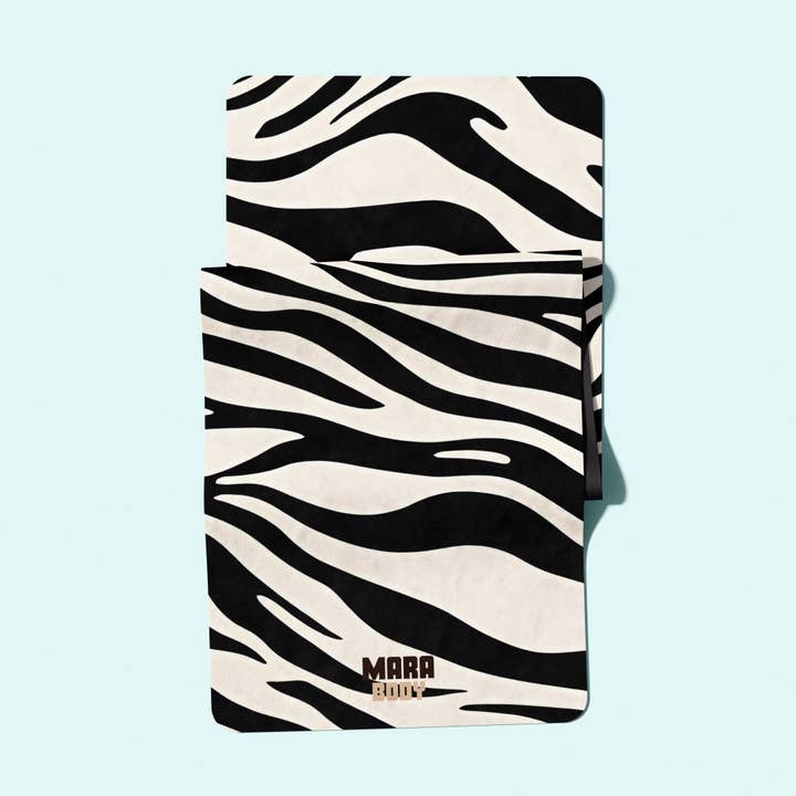MARA BODY - Yoga & Pilates mats and accessories - Wholesale Yoga Mat - Sustainable Suede Washable Wellness Yoga Rug Mats - Zebra
