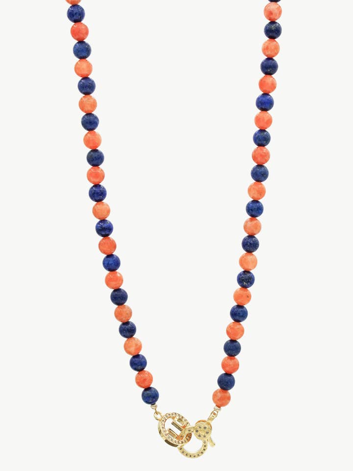Team Spirit Necklace - Alternating Navy & Orange for wholesale by Harvest Jewels