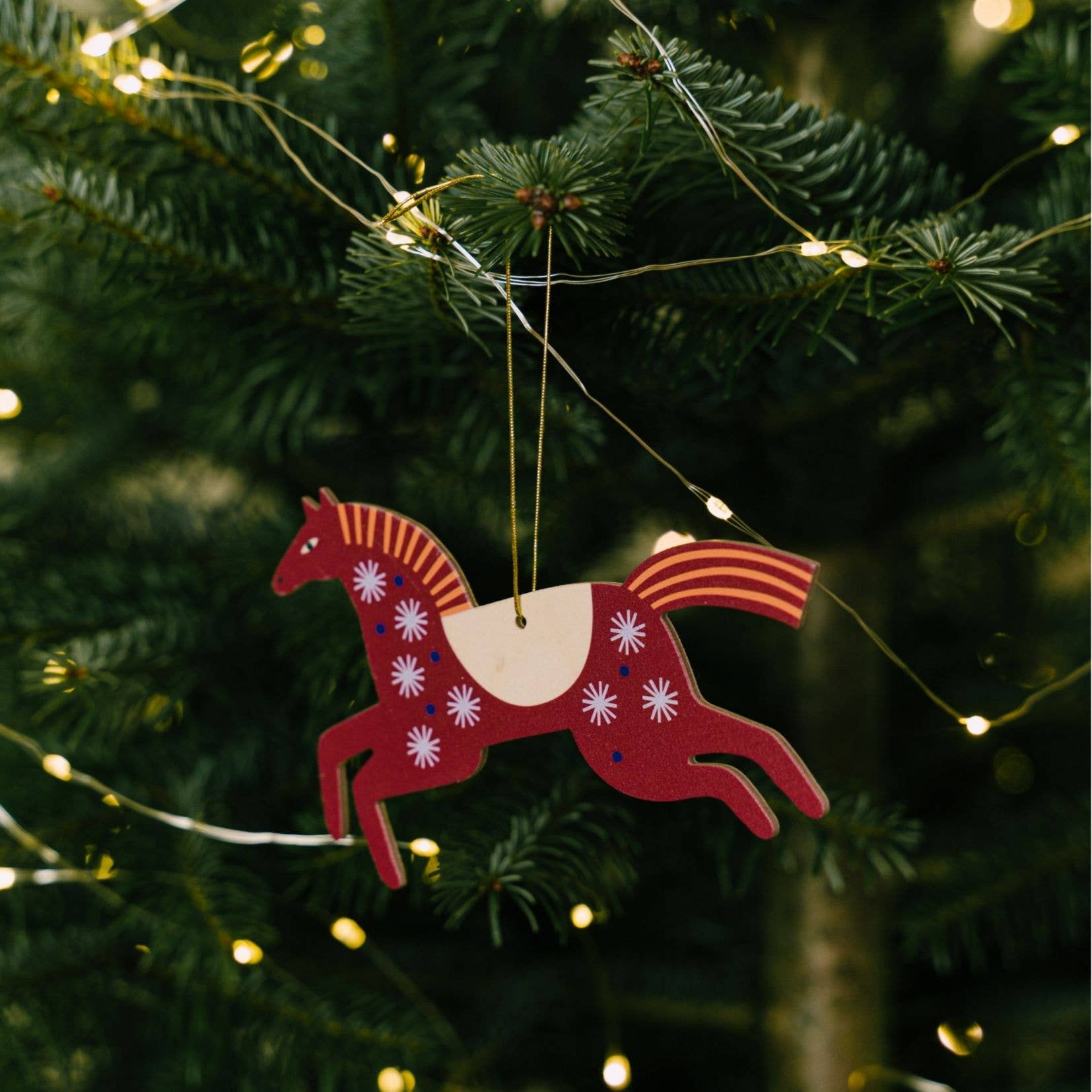 milin - Wholesale Tree Topper - Wooden Horse Christmas Ornament, Scandinavian Folk Style