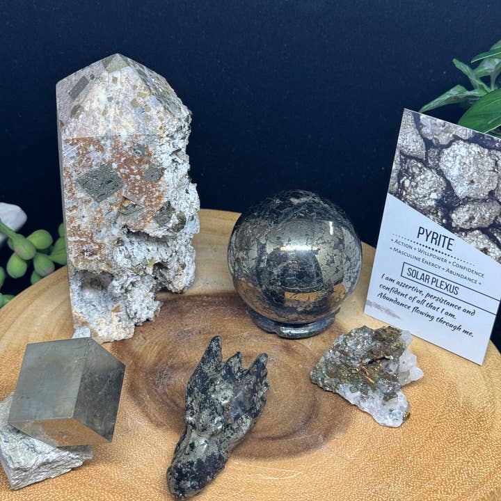 5 pc Pyrite specimen cube tower sphere dragon F658 for wholesale by The 7 Directions