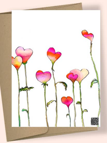HJERTEPLANTER AKVAREL LYKØNSKNINGSKORT for engroshandel hos Studio Masha D'yans